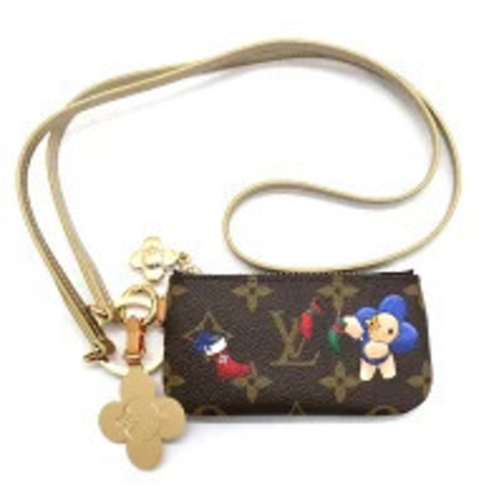 Louis Vuitton Monogram Ice Vivienne Holiday Phone Holder Canvas Leather Gold